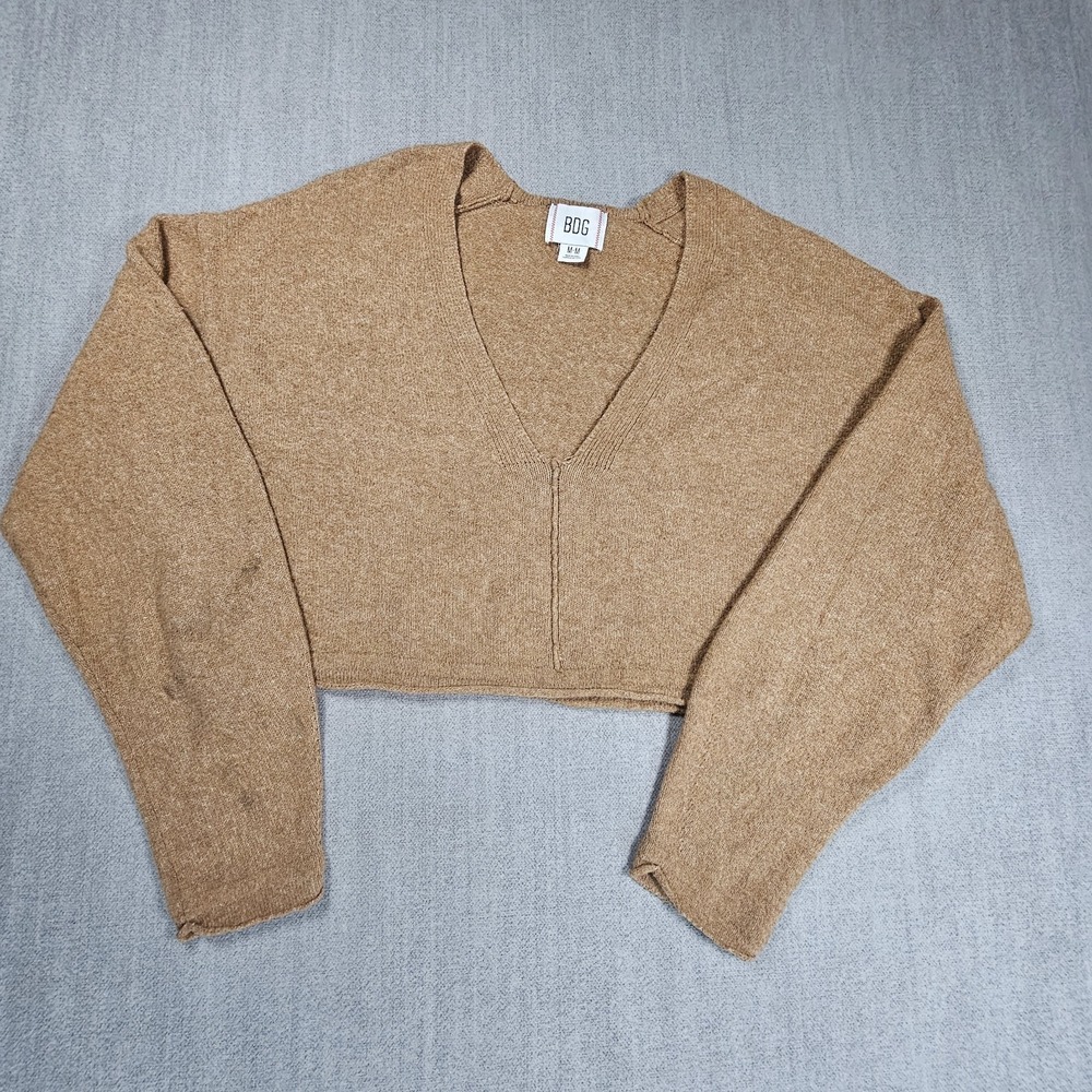 Bdg Cropped Sweater Womens Medium Light Brown Long Sleeve‎